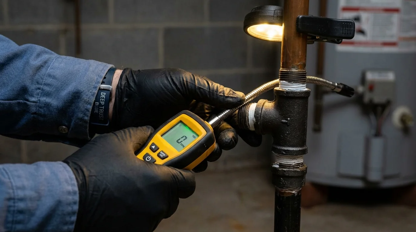 Gas leak detection with electronic sniffer by Johns Plumbing LLC in Woodlawn
