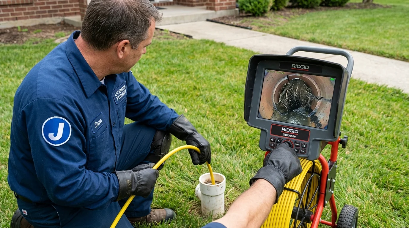 Sewer camera inspection being performed by Johns Plumbing LLC in Woodlawn